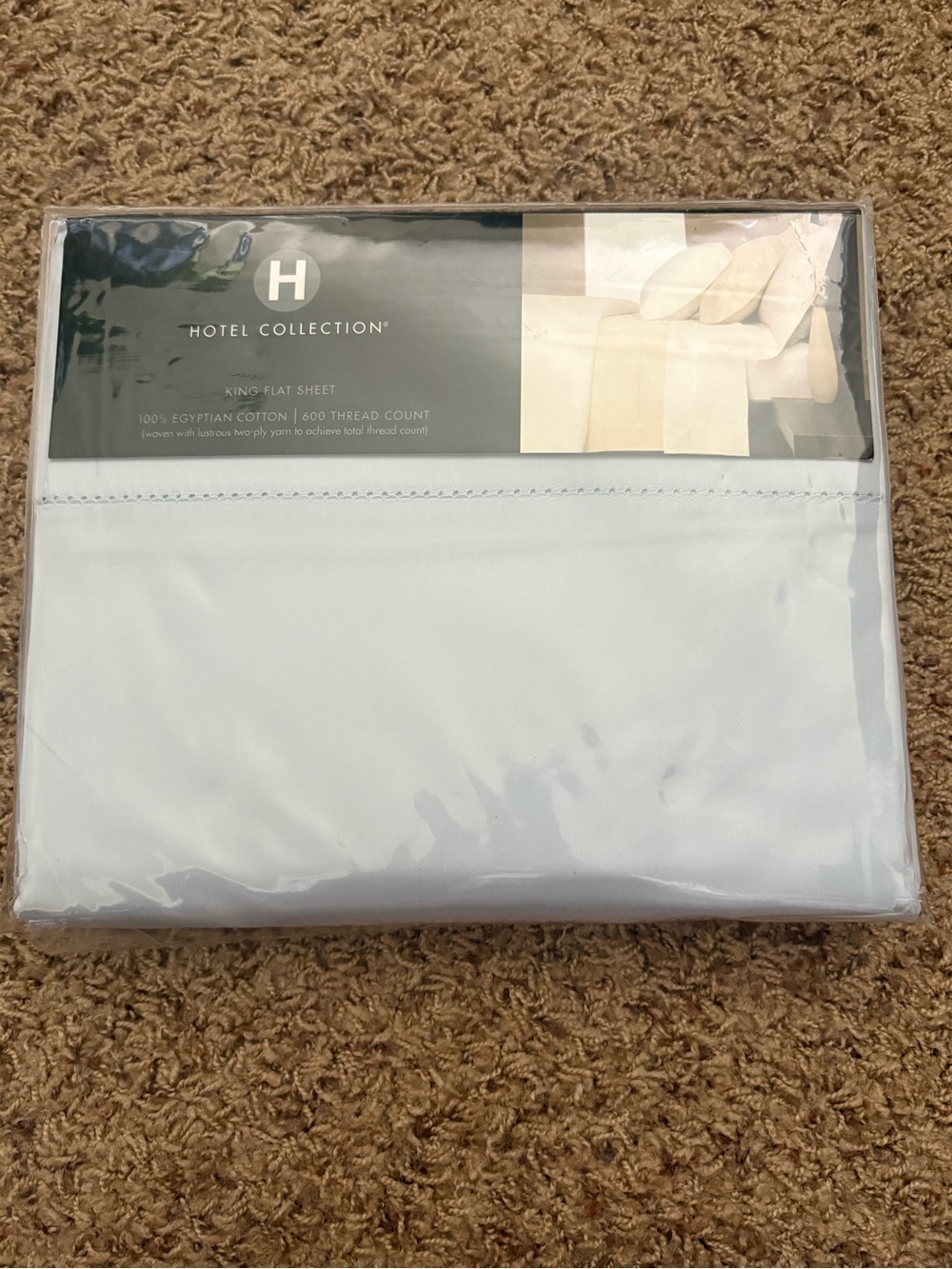 Hotel Collection 100% Egyptian Cotton flat sheet 600TC Light Blue New